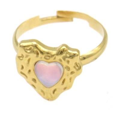 Ring – sieraad – accessoire – RVS – stainless steel – one size - goudkleurig – hartje - liefde - cadeau – geschenk – cadeau – feest – feestdagen – valentijn – cadeau