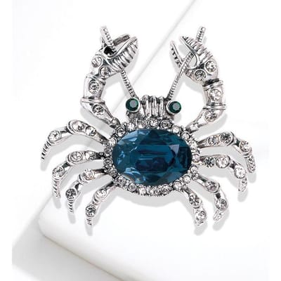 Dier Kreeft Broche Speld Metaal Strass Kristal Badge Vest Trui Reversspelden Luxe Sieraden Voor Dames Accessoires gray