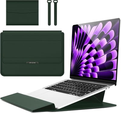 Laptoptas 15.6 Inch met Verstelbare Stand voor MacBook Air en Pro - Bescherming, Draagbaarheid en Stijl in Groen