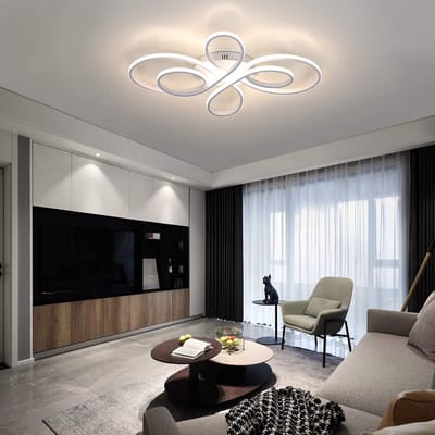 Krullen Plafondlamp - Plafondlamp 66 cm - Wit - Dimbaar Met Afstandsbediening - Moderne Led Verlichting - Woonkamer Lamp - Plafonniere