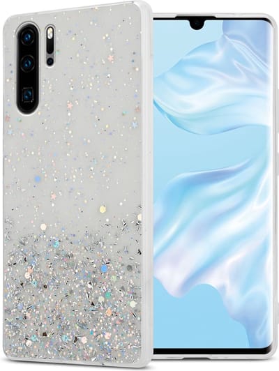 Cadorabo Hoesje geschikt voor Huawei P30 PRO in Transparant met Glitter - Beschermhoes van flexibel TPU silicone met fonkelende glitters Case Cover Etui