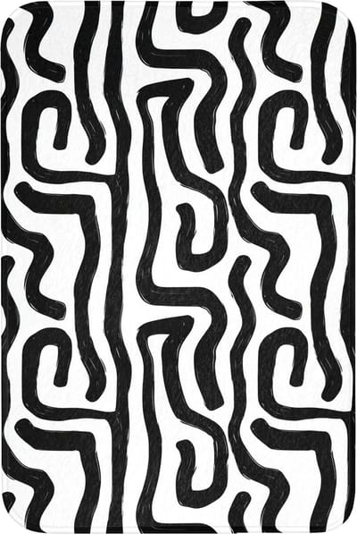 Badmat 60x90 cm - Antislip - Modern - Lijnen - Zwart - Badmatten voor badkamer - Badkamermat - Douchemat - Badkamer mat