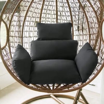 Hoge Kwaliteit Buiten Strandstoelkussen Hangend Ei Mand Schommelkussens Tuin Rotan Mand Moderne Terras Schommelstoel Kussen 54X35cm zwart