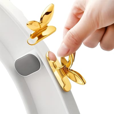 Toiletbrilverhoger / Tiller / Lifter – Hygiënische Toiletdop Lifter met Vlinderontwerp | Duurzaam & Ruimtebesparend – Goudkleurig – 1,5 × 3,7 × 4,7 cm
