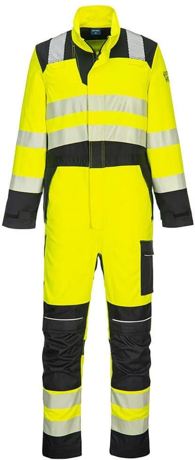 Portwest PW3 Vlamvertragende Modaflame Hi-Vis Overall FR507 - Geel/Zwart - L