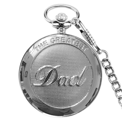 Fako - Zakhorloge - XXL - The Greatest Dad - 47mm - Zilverkleurig
