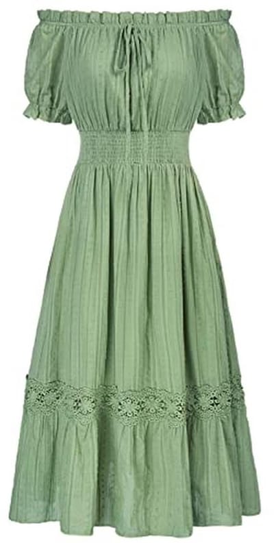 Off Shoulder Puff Sleeves Renaissance Dress voor Dames met Smocked Taille