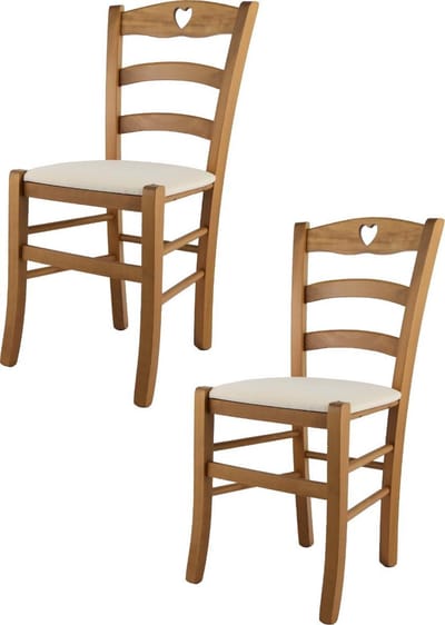 Tommychairs Cuore - Eetkamerstoelen - Set van 2 - Eikenhout - Stof