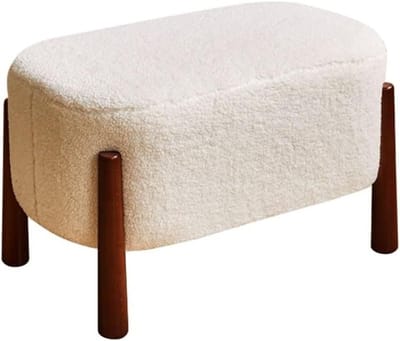 Voetenbankje Corduroy - Poef Hocker - Comfort Verhogend - Houten Poten - 32x52x32 cm - Teddy