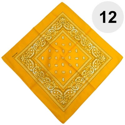Fako Fashion - Bandana - Hoofddoek - Mondbescherming - Zakdoek - Paisley - Goudgeel - 12 Stuks
