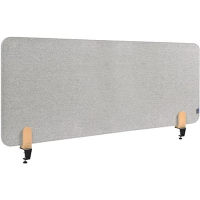 Legamaster Elements akoestische tafelafscheiding, PET-kern, stofoppervlak pinnable, incl. 2 tafelklemmen, B 1600 x H 600 x D 21 mm, rustig grijs