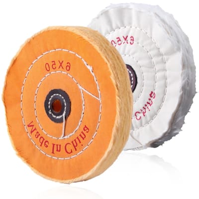 2 Stuks 6 Inch Polijstwielen voor Werkbank - Witte en Gele Katoenen Polijstpads voor Metaalbewerking en Auto Polijsten met 1/2 Inch Asgat