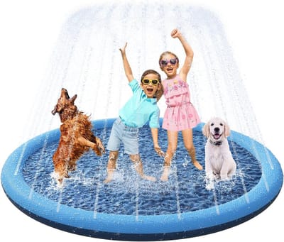 Hondenzwembad Met Sproeiers - Anti Slip Hondendouche - Verkoeling hond - Versterkt en duurzaam - opvouwbaar waterspeelgoed - Voor zomer tuin strand achtertuin - 150cm - Blauw