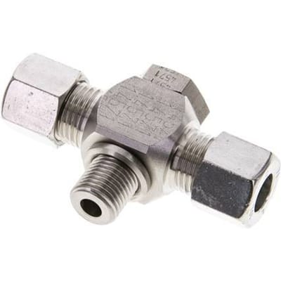 10L & G1/4'' RVS T-Draaidoorvoer Snijringkoppeling Buitendraad 315bar ISO 8434-1