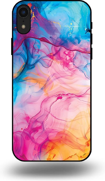 Smartphonica Telefoonhoesje Geschikt voor iPhone Xr met Regenboog Acryl Marmer Opdruk - TPU Backcover Case Rainbow Acrylic Marble Design geschikt voor Apple iPhone XR