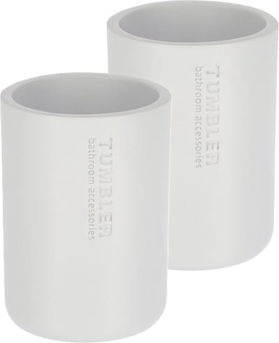 Tendance Tandenborstelbeker 102 series - 2x - wit - PS - 7,5 x 10,7 cm - beker badkamer - tandenborstelhouder