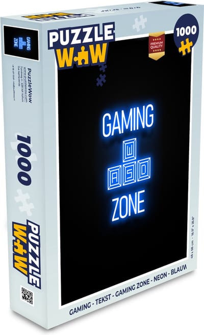 Puzzel Gaming - Tekst - Gaming zone - Neon - Blauw - Legpuzzel - Puzzel 1000 stukjes volwassenen