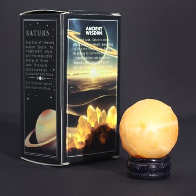 Gele Jade Planeet op een Sola Goldstone Standaard - 40mm (30x15mm standaard)