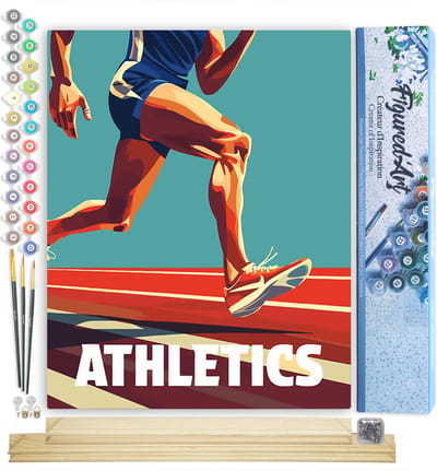 Figured'Art Schilderen op Nummer Volwassenen canvas Sportaffiche Atletiek- Handwerk acrylverf Kit DIY Compleet - 40x50cm met DIY houten lijst