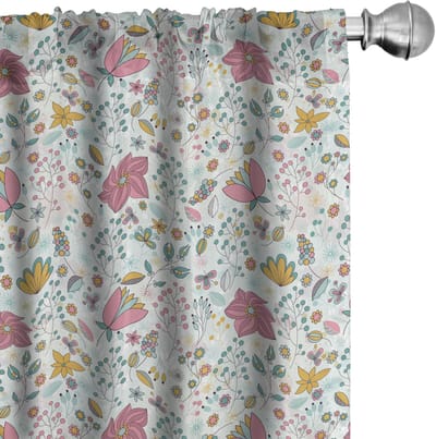 ABAKUHAUS – Gordijnen met Bloemenpatroon – 2x75x245 cm – Microvezel Roze