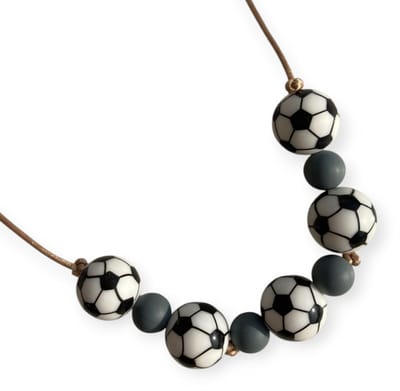 Kinderketting | Bijtketting | Voetbal | Grijsgroen | Sand | Vanaf 3 jaar!