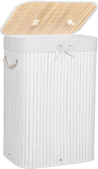 Springos Wasmand | Met Deksel | Opvouwbaar | 72 Liter | Met Uitneembare Waszak | Wasmand | Wit/Ecru