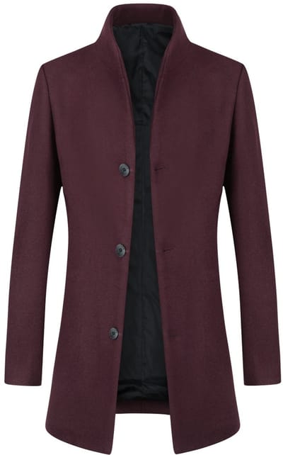 ALLTHEMEN Heren Wollen Mantel Lange Slanke Jas met Opstaande Kraag - Winter Zakelijke Jas - XL