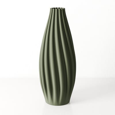 Fleuriek - Grote Vaas Groen - H50 cm - Luxe vaas voor zijden bloemen - Woonaccessoire van gerecycled plastic - Elegante kleurrijke vaas