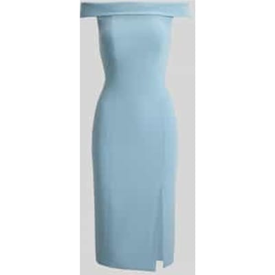 Nauwsluitende cocktailjurk met carmenhals model 'WOVEN-BODYCON-DRESSES'