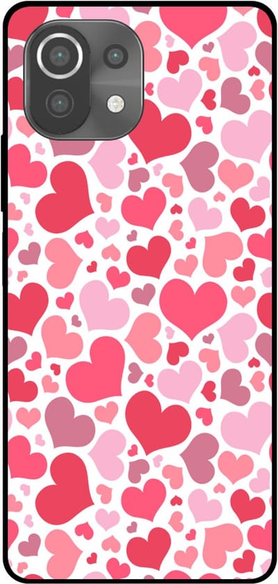Smartphonica Telefoonhoesje Geschikt voor Xiaomi Mi 11 Lite met Hartjes Print - Hearts Design TPU Backcover Case - Kinder Hoesje met Hartjes Design geschikt voor Xiaomi Mi 11 Lite