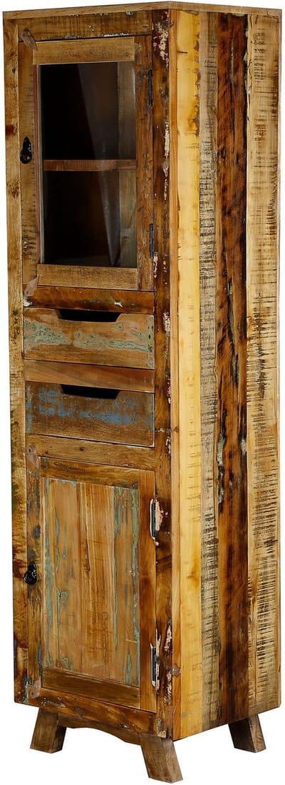 Woonkamerkast – vitrinekast – massief hout Kast – mangohout – vintage boho landelijk – woonkamer hal keuken