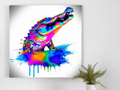 Colorful proud alligator | Colorful Proud Alligator | Kunst - 40x40 centimeter op Dibond | Foto op Dibond