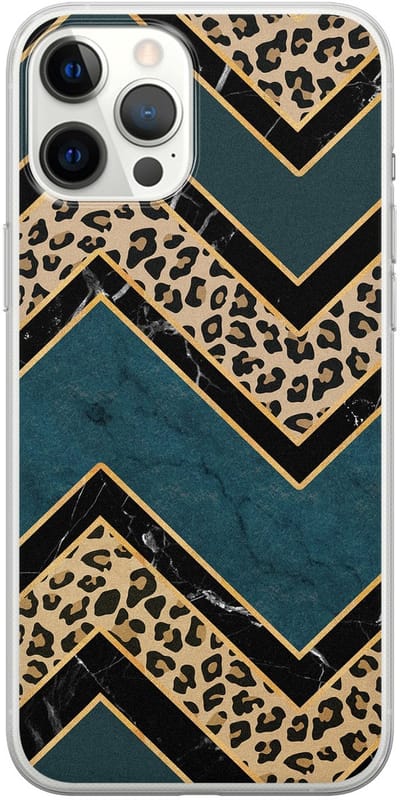 Leuke Telefoonhoesjes - Geschikt voor iPhone 12 Pro Max - Luipaard zigzag - Soft case - TPU - Multi