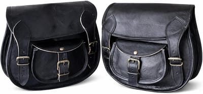 Motorcycle Saddle Bags - Bicycle Tool Bag - Bagage Vervoeren - Echt Leer - 30x25.5x12 cm - Zwart