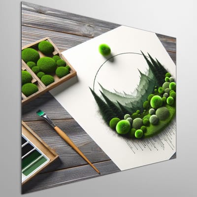 Modern mos schilderij | Vormen van leven: Hedendaags moskunstwerk in een modern jasje | Kunst - 50x50 centimeter op Dibond | Foto op Dibond