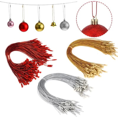 Dailygoods- Touwen 20 cm - 300 Stuks - Kerstversiering Haken - Koord voor Decoraties - Polyester - Veiligheidswaarschuwing - Kerstboomhaak