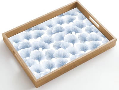 Dienblad hout 50x35 cm - Schootdienblad - Waaier - Modern - Blauw - Borrelplank rechthoek - Plateau dienbladen