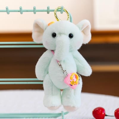 Pendentif Sac à Dos Éléphant Dessin Animé Avec sac à bandoulière Jouet Peluche Éléphant Anti-perte Porte-clés Peluche Éléphant Mignon Adorable Décoration vert