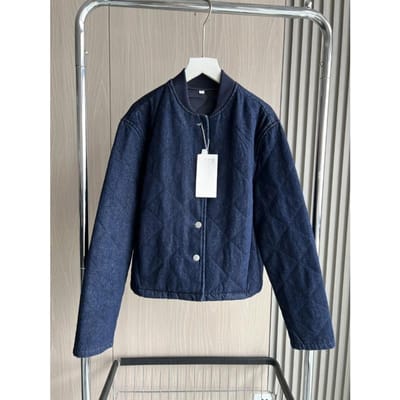 Denim Katoenen Jas Jas Herfst/Winter Nieuwe Dames Gewatteerde Baseballkraag Lange Mouw Clip Katoenen Jas XS marineblauwe kleur
