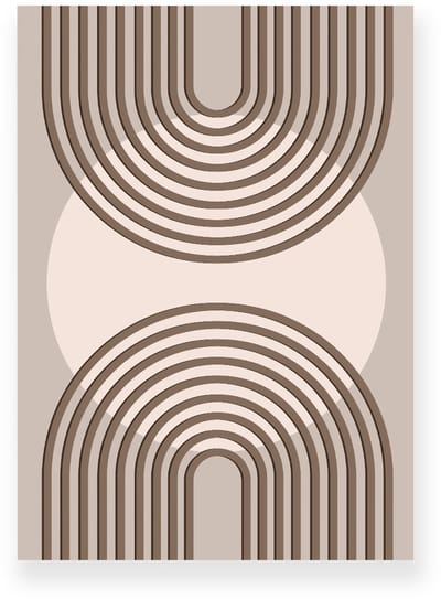 Poster 20x30 cm - Halve Bogen - Cirkel - Bruin - Beige - Abstract - Japandi - Muurdecoratie - Wanddecoratie