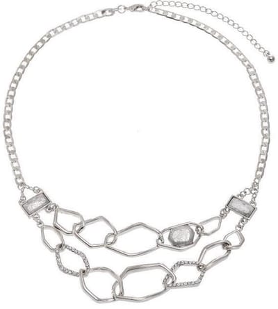 Behave - Ketting met schakels en grotere gekraste stenen, nikkelvrij - Trendy modeaccessoire - 44,5 cm