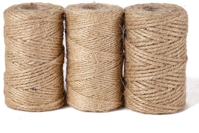3 PCS Jute Twine String Bulk, Each Roll 28m Length, 0.3cm Thick 3mm Natural Jute Hemp Rope, Perfect for Crafts, Gift Wrapping, Packing, Gardening, Crochet, Knitting and Macrame Decor