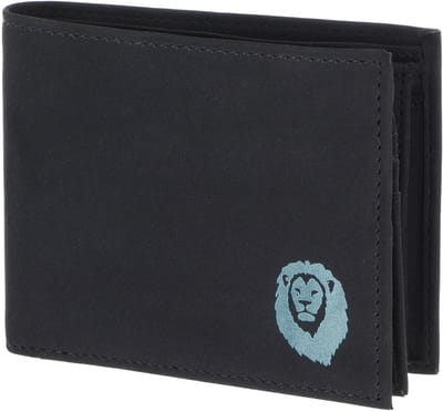 oxmox portemonnee New Cryptan RFID Protect Querscheinbörse Freedom Lion Print Cyan Black zwart