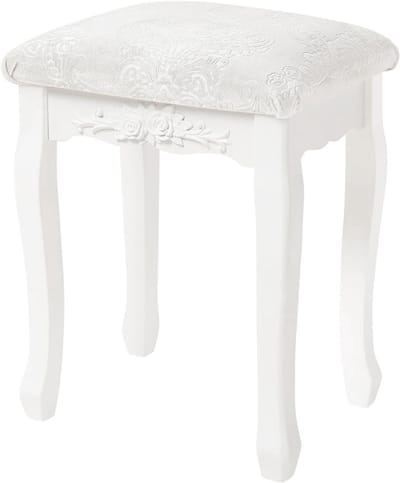 Thuys – Kaptafel Stoel – Make Up Kruk – Krukje – 37cm x 30cm x 50cm – Crème Wit