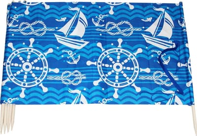 Windschutz Strand Länge 8 Meter blau mit Schulterriemen mit Steuerbock