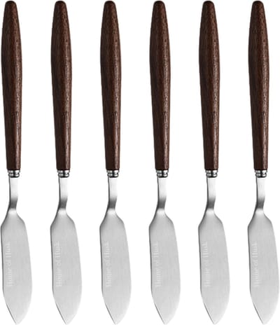 House of Husk Botermesjes met Walnoot Handvat - RVS - Botermes - Smeermessen - Tapas Mesjes - 6 Stuks