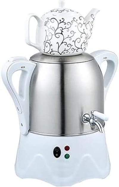 Turkse theepot, 900W Multifunctionele Keramische & Roestvrij Staal 1L Theepot met Warm Houden Functie voor Koffie en Thee