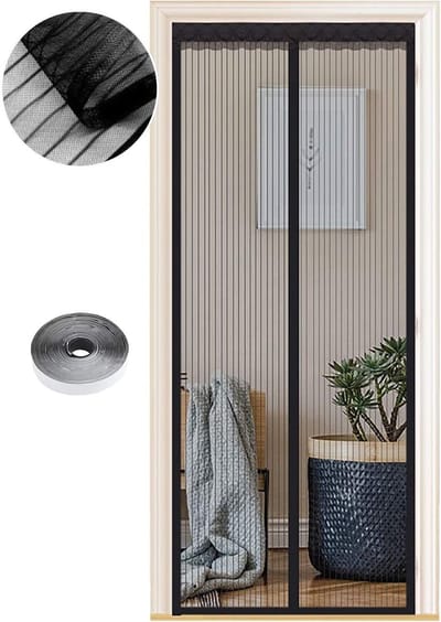 SnelShoppen - Magnetisch Vliegengaas 95x195 cm, Muggennet Hordeur voor Balkondeur, Kelderdeur, Terrasdeur, Automatisch Sluitend, Geen Boren Nodig, Zwa