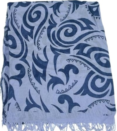 Lange Dunne Sjaal - 100% Bamboe - Print - Jeansblauw - 190 x 65 cm (6623)
