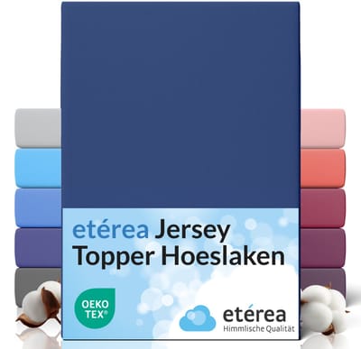 etérea Topper Jersey Hoeslaken 90x200 - 100x200 cm Oekotex Made in Green - 100% katoen - Zee